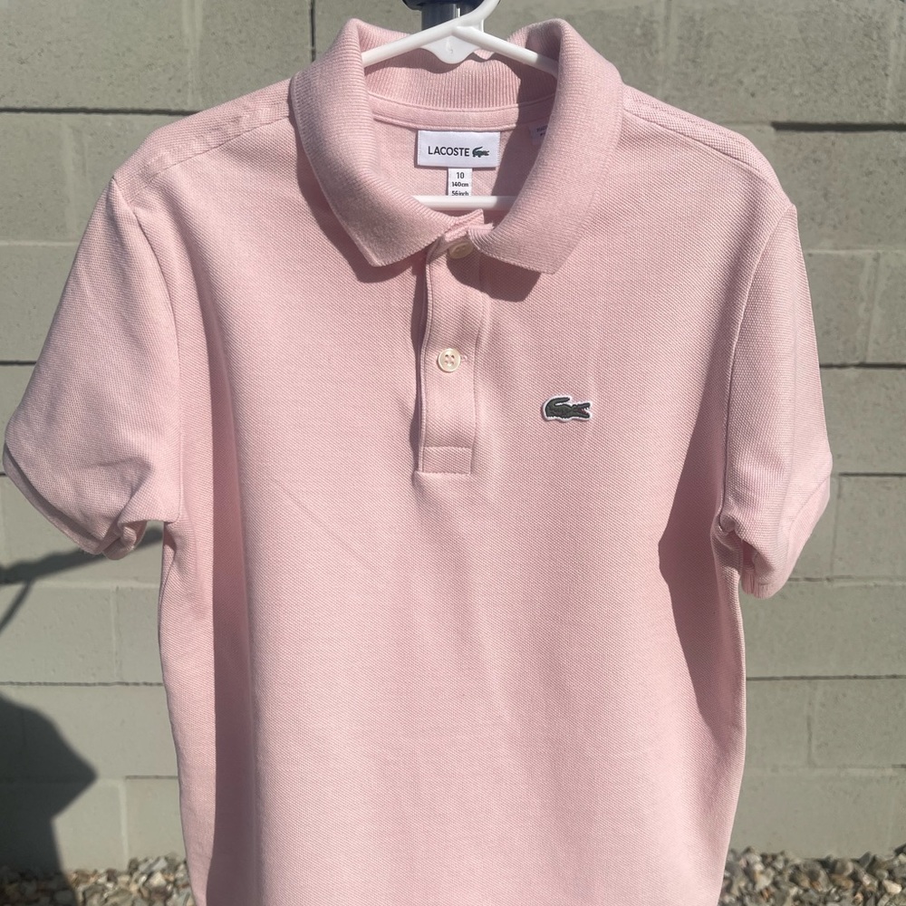 Lacoste Boys size 10 Polo Shirt - Pink